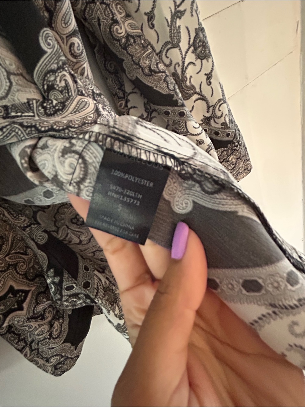 Olivaceous Black and White Paisley Wrap Blouse - Picture 3 of 3